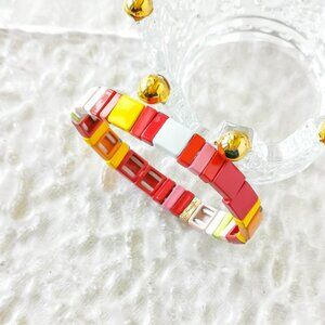 Roxanne Assoulin - Rainbow Brite Gold Enamel Stretch Bracelet - new
